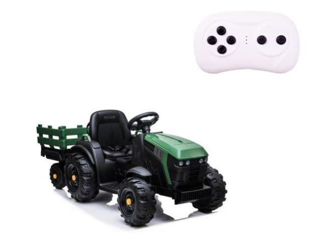 Tractor Con Remolque De Batería 12V Ruedas De Goma Y Mando Control Remoto - Imagen 1