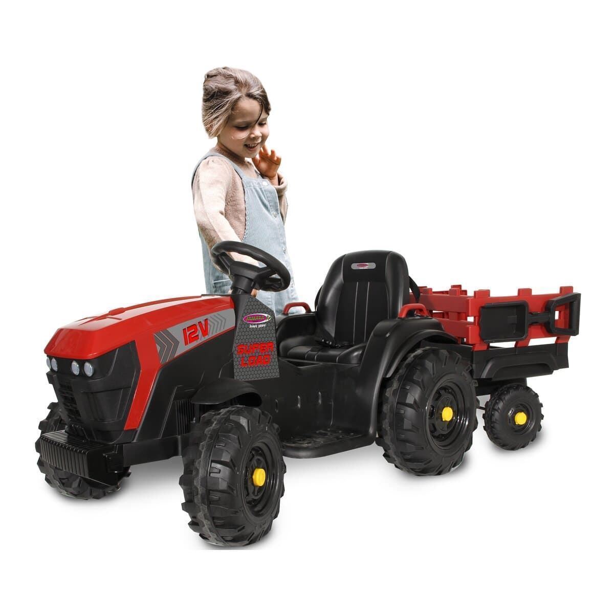 Tractor de batería 12v con remolque rojo jamara 460895 - Imagen 3