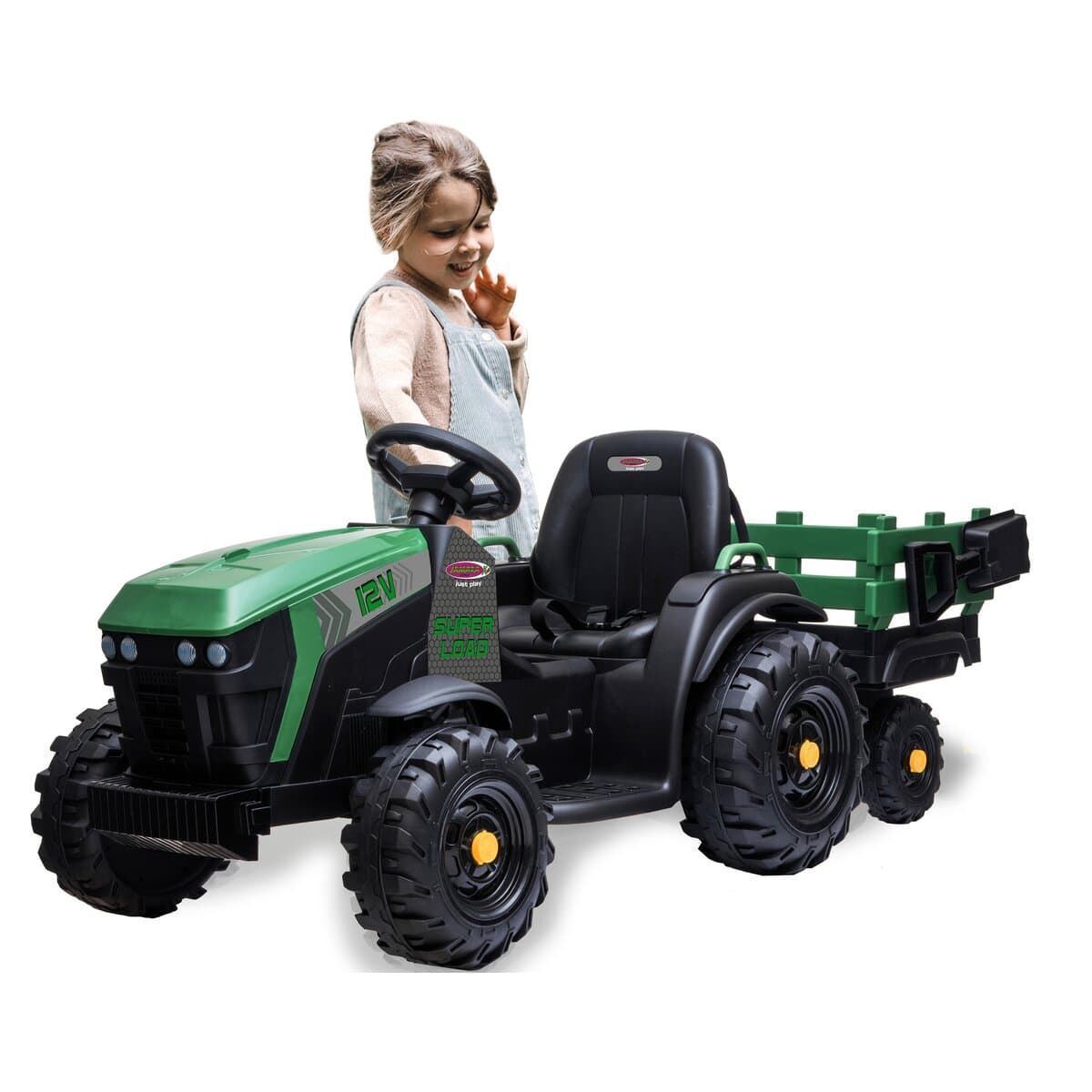 Tractor de batería 12v con remolque verde jamara 460896 - Imagen 3