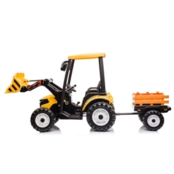 Tractor de batería 24V amarillo con pala delantera y remolque - Imagen 2
