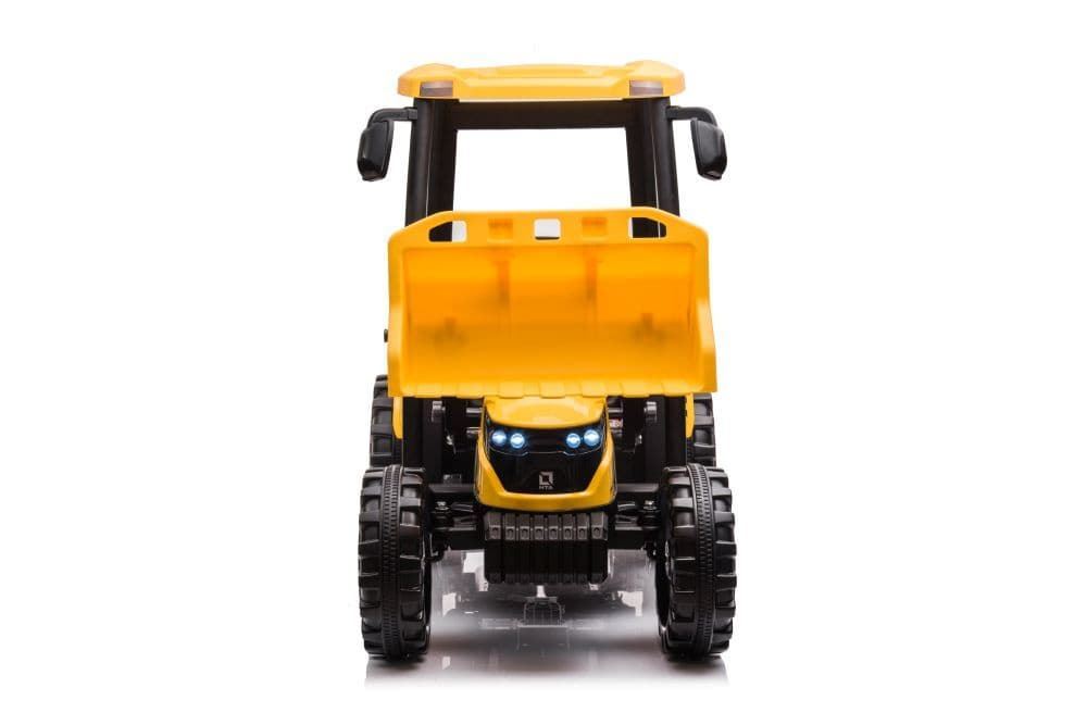 Tractor de batería 24V amarillo con pala delantera y remolque - Imagen 4