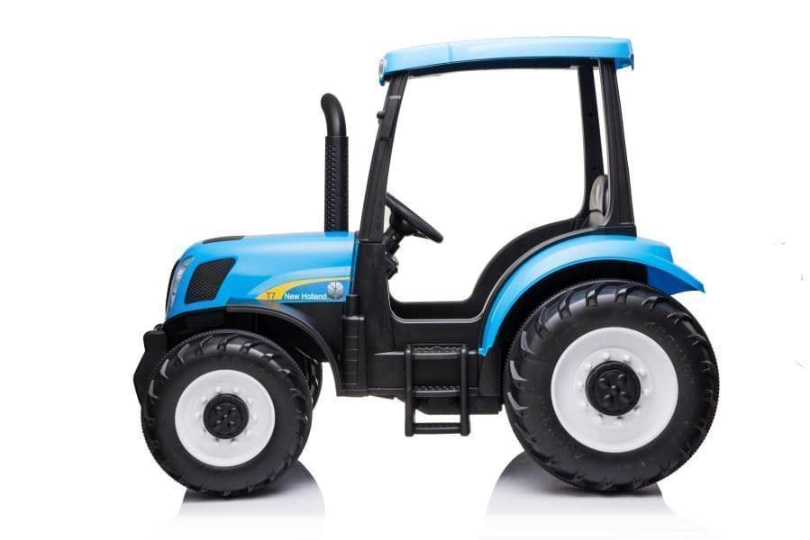 Tractor de batería 24V New Holland Azul ruedas de goma y mando - Imagen 3