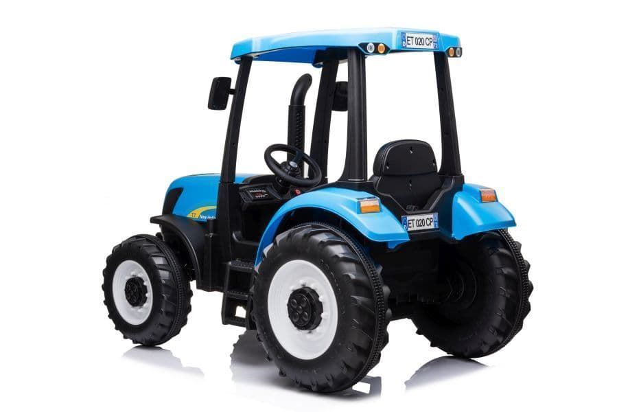 Tractor de batería 24V New Holland Azul ruedas de goma y mando - Imagen 4