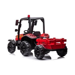 Tractor de bateria 24V rojo con remolque y mando a distancia - Imagen 2