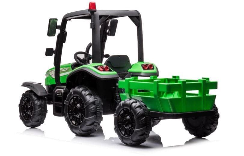 Tractor de batería 24V verde con remolque y mando a distancia - Imagen 4