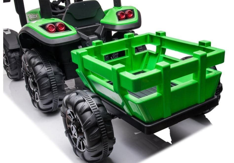 Tractor de batería 24V verde con remolque y mando a distancia - Imagen 5
