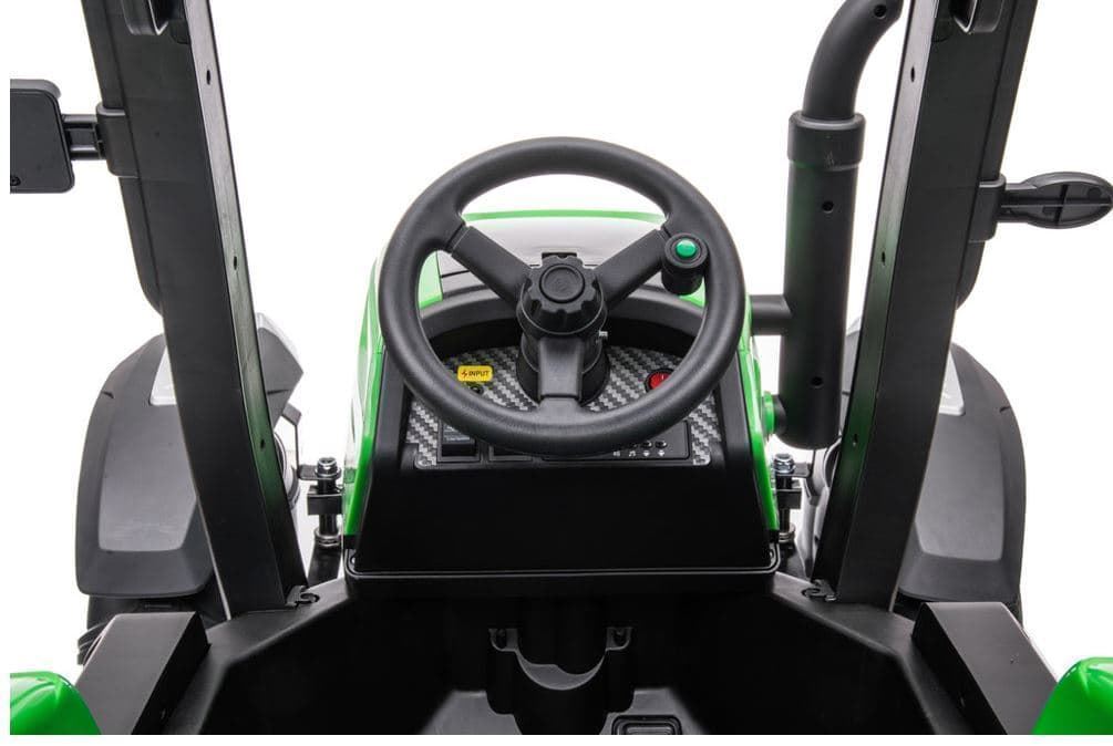 Tractor de batería 24V verde con remolque y mando a distancia - Imagen 7