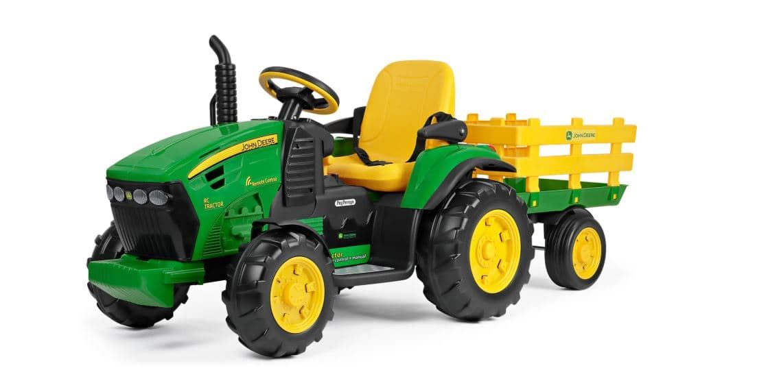 Tractor de batería John Deere RC con remolque Peg perego IGOR0117 - Imagen 6