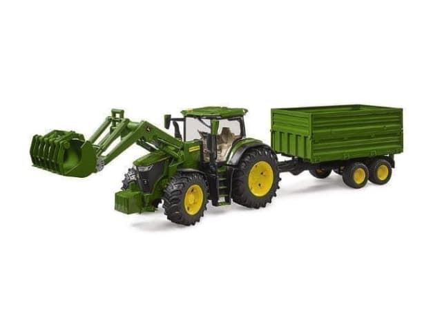 Tractor de juguete John Deere 7R 350 con pala delantera y remolque 03155 - Imagen 1