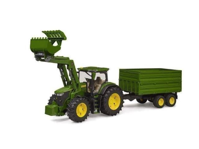 Tractor de juguete John Deere 7R 350 con pala delantera y remolque 03155 - Imagen 2