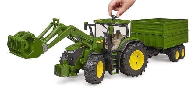 Tractor de juguete John Deere 7R 350 con pala delantera y remolque 03155 - Imagen 4