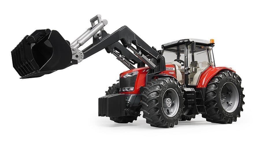 Tractor De Juguete MASSEY FERGUSON 7624 Con Pala - Escala 1:16 BRUDER 03047 - Imagen 1