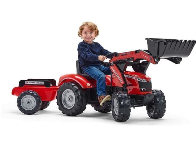 Tractor De Pedales para niños MASSEY FERGUSON S8740 De Juguete con pala delantera y remolque FALK 4010AM - Imagen 2