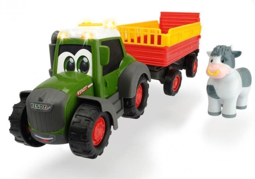 Tractor Fendt de Happy Series con remolque para ganado + vaca luces y sonido - Imagen 1