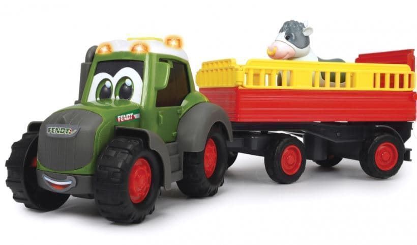 Tractor Fendt de Happy Series con remolque para ganado + vaca luces y sonido - Imagen 3