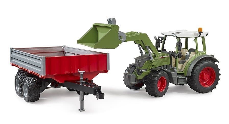 Tractor Fendt vario 211 de juguete con pala y remolque de BRUDER 02182 - Imagen 3