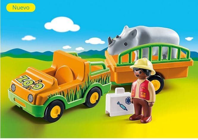 Vehículo Del Zoo Con Rinoceronte 123 Playmobil 70182 - Imagen 1